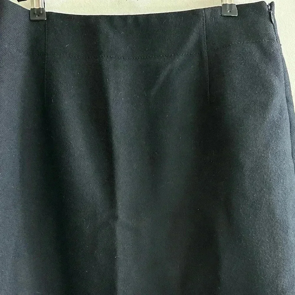 J. Crew Black Wool Skirt, Black Pencil Skirt, Solid Knee-Length Skirt, Size 4